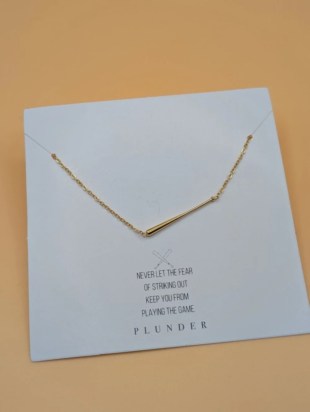 Baseball Bat Goldtone Pendant Necklace by Plunder - Athlete Sports